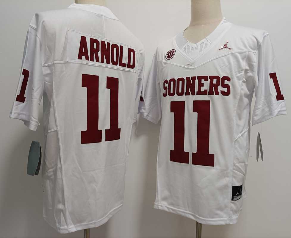 Mens Oklahoma Sooners #11 Jackson Arnold White FUSE College Stitched Jersey->oklahoma sooners->NCAA Jersey